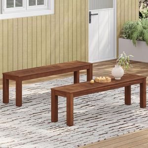 English Elm Christopher Knight Home® - MANILA Acacia 61.75" Outdoor Bench Set of 2 – Rustic Dark Brown Patio Seating, 600 lb Capacity, Durable 60079.00