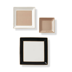 Lenox Kate Spade Make It Pop Neutral Black 3-Piece Tray Set White, WHITE PORCELAIN 895880