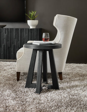 Hooker Furniture Chapman Charred Black Shou Sugi Ban Side Table — Round 20" Accent Table With Metal Base, Rustic Elegance 6033-50004-99
