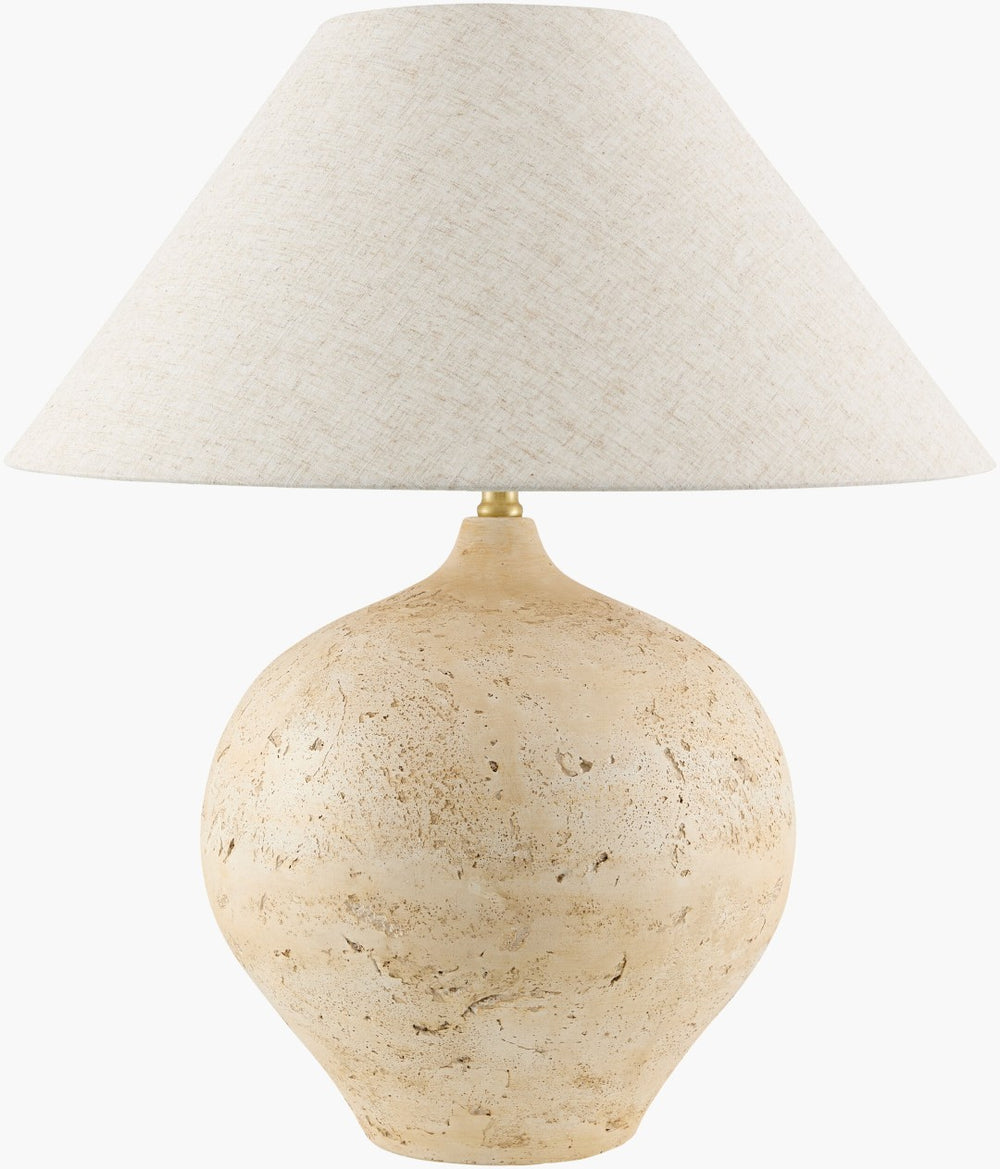 Surya Pomarico Cement Body Table Lamp with Linen Shade for Bedroom or Living Room PMR-001