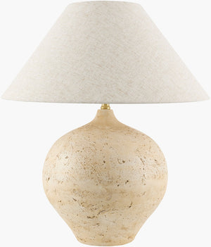 Surya Pomarico Cement Body Table Lamp with Linen Shade for Bedroom or Living Room PMR-001
