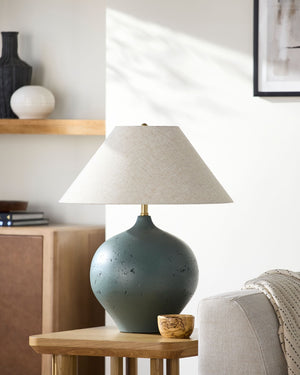 Surya Pomarico Cement Base Accent Lamp with Linen Shade for Warm Ambient Living Spaces PMR-002