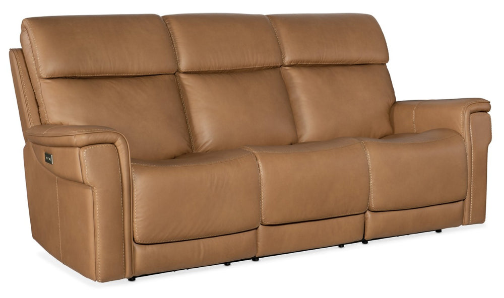 Hooker Furniture Lyra Zero Gravity Recliner Sofa With Power Headrest, Lumbar Support, Usb Charging, Cupholder, Top-Grain Leather Light Brown SS608-PHZL3-082