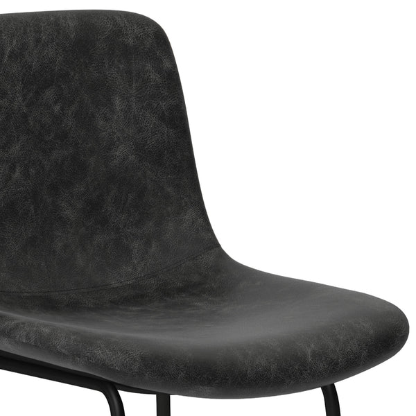 English Elm Jolie Bar Stool Set Of 2 - Modern Industrial Design In Distressed Charcoal Grey Vegan Leather B136P158758