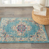 Nourison Passion PSN03 Machine Made Power-loomed Ornamental Border Indoor Only Bohemian Vintage Rug Light Blue, Light Blue 100% Polypropylene 99446477484