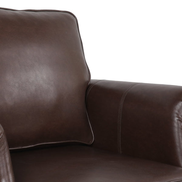 English Elm Club Chair Faux Leather Deep Seat Lounge with Dark Birch Legs for Living Room 71403.00PUDBRN
