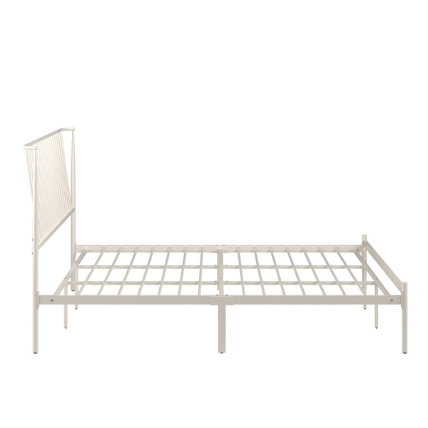 Homelegance By Top-Line Dante Metal Platform Bed with Curved Metal Headboard White Metal