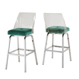 Homelegance By Top-Line Darrion Velvet Bar Height Swivel Stools (Set of 2) Teal Metal