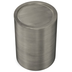 English Elm Corbin Handcrafted Metal Side Table in Antique Copper Finish — Industrial Round Cylinder End Table, 16" diameter x 21" high Gray B136P158996