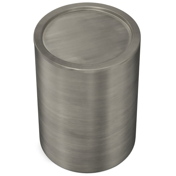 English Elm Corbin Handcrafted Metal Side Table in Antique Copper Finish — Industrial Round Cylinder End Table, 16" diameter x 21" high Gray B136P158996