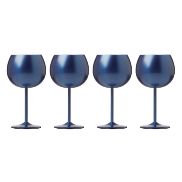 Lenox Cambridge 18 Oz Navy Stainless Steel Red Wine Glasses, Set of 4 Blue, BLUE METAL EW008CBBLUDS