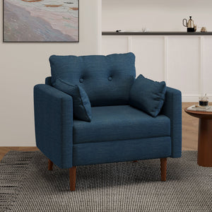 English Elm Christopher Knight Home® - CLUB Chair with Plush Fabric Upholstery and Walnut Birch Legs — Stylish Comfortable Accent Seating for Living Rooms Navy Blue 30.75 L x 25.75 W x 21 H 71571.00