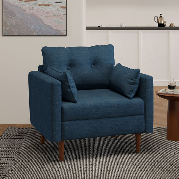 English Elm Christopher Knight Home® - CLUB Chair with Plush Fabric Upholstery and Walnut Birch Legs — Stylish Comfortable Accent Seating for Living Rooms Navy Blue 30.75 L x 25.75 W x 21 H 71571.00