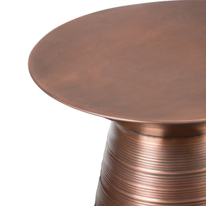 English Elm Sheridan Handcrafted Metal Accent Table with Aged Copper Finish, Circular Base Detail, 18" H Bronze B136P158974