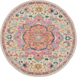 Nourison Passion PSN25 Machine Made Power-loomed Ornamental Border Indoor Only Bohemian Vintage Rug Ivory Pink, Ivory Pink 100% Polypropylene 99446748256