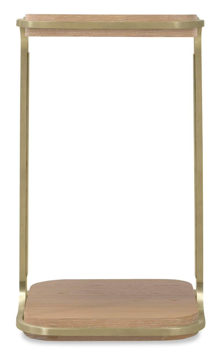 Hooker Furniture Banyon Banyon Bay Accent Table — Compact Desert Oak Rectangular End Table With Brushed Brass Legs, Versatile Style 6081-80001-82