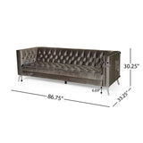 Christopher Knight Home® - Noble House - Galvin Contemporary Tufted Velvet 3 Seater Sofa