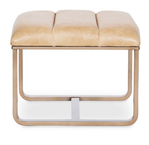 Hooker Furniture Cooper Top-Grain Leather Ottoman With Gold Metal Frame — Modern Rectangular Footrest & Extra Seating CC900-OT-081