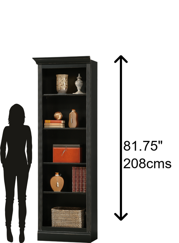 Hekman Furniture 920014 Elegant Left Bookcase With 4 Adjustable Shelves - Stylish Antique Black Finish, Versatile Design Antique Black Left Return Bookcase 920014