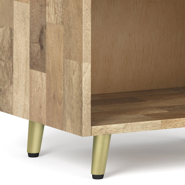 English Elm Jager Handcrafted Mango Wood Bedside Table with Soft-Close Drawer & Gold Inlay Legs, 22"W B136P158755