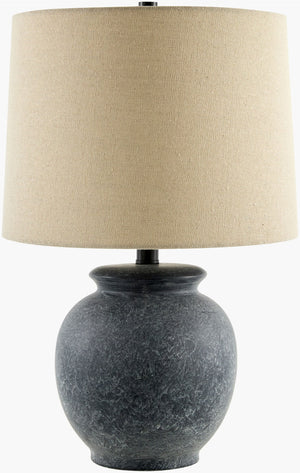 Livabliss Aponi Ceramic Table Lamp with Linen Drum Shade for Bedside or Living Room Decor PNI-001