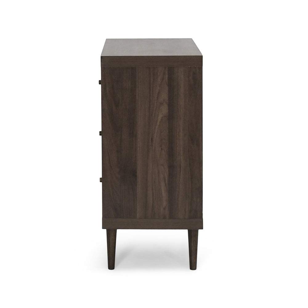 English Elm Christopher Knight Home® - NORDIC Mid-Century 3-Drawer Chest with Faux Wood Finish, Rubberwood Legs and Sleek Storage Appeal Walnut 71144.00WALN