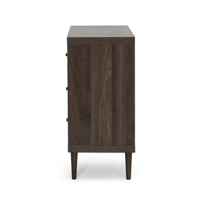 English Elm Christopher Knight Home® - NORDIC Mid-Century 3-Drawer Chest with Faux Wood Finish, Rubberwood Legs and Sleek Storage Appeal Walnut 71144.00WALN
