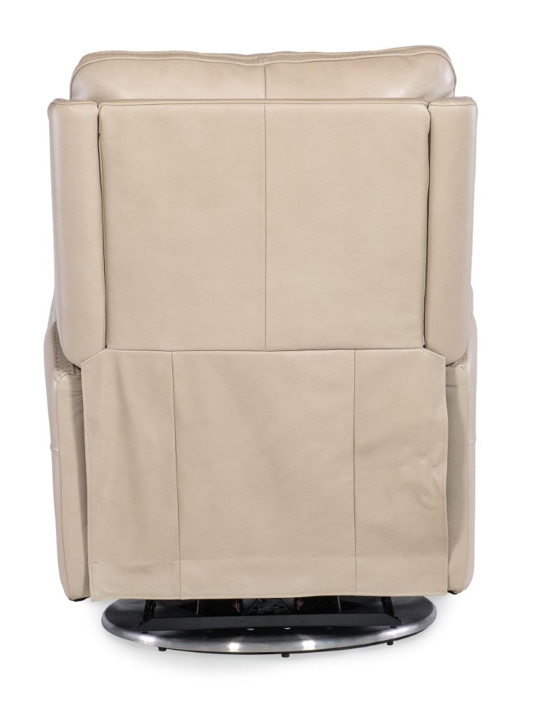 Hooker Furniture Soiree Maverick Ivory Zero Gravity Swivel Chair With Power Headrest, Lumbar, Usb & Silver Base RC607-PHSZL-070