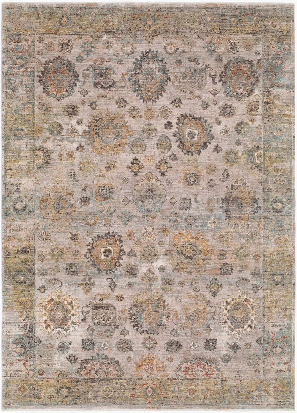 Surya Panorama Persian Inspired Area Rug Viscose Blend Fringe Border Living Room Accent 5' x 7'10" Rectangle PNM2301-5710