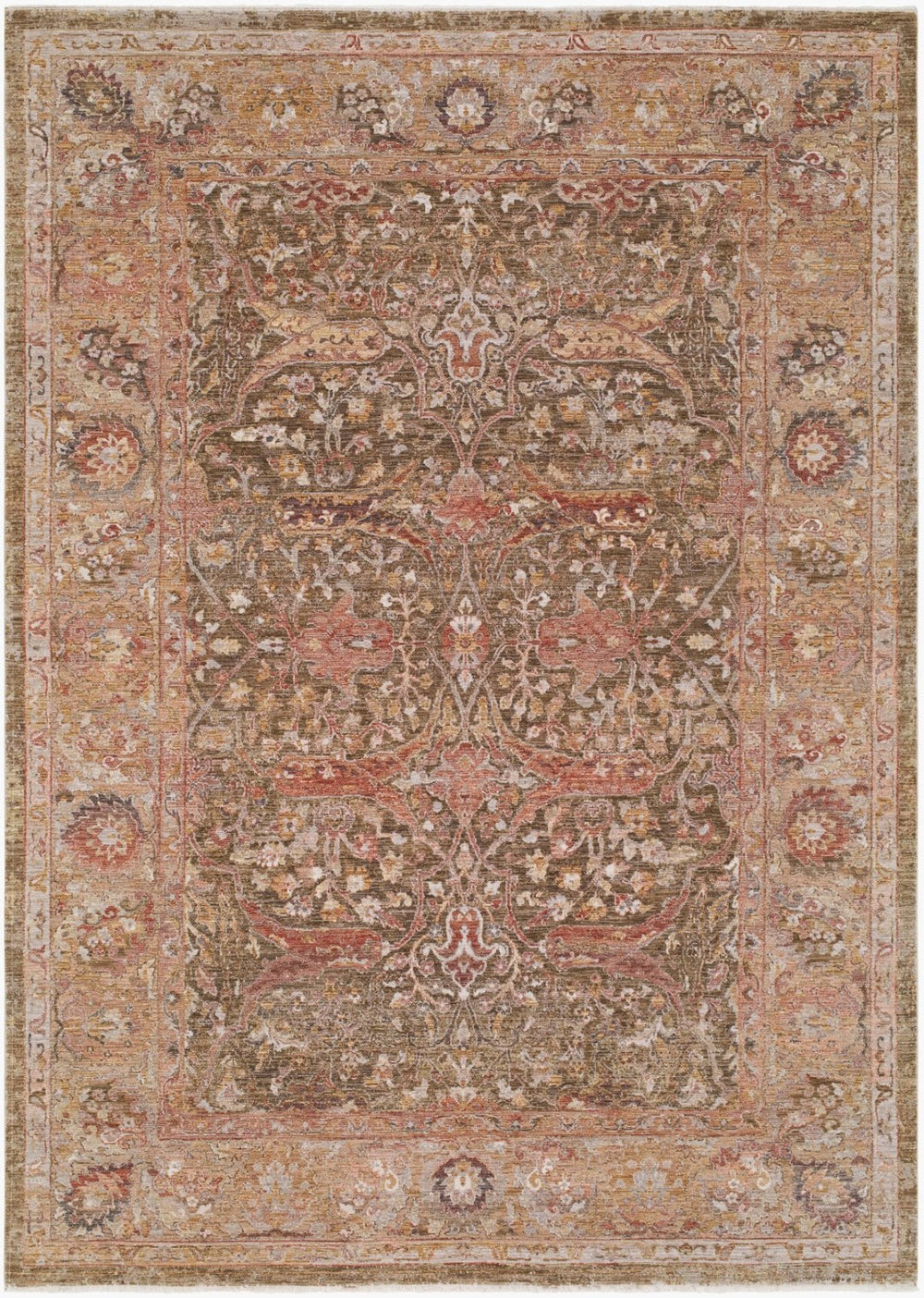 Surya Panorama Traditional Viscose Blend Area Rug with Fringe Trim for Living or Dining Rooms 6'7" x 9'6" Rectangle PNM2303-6796