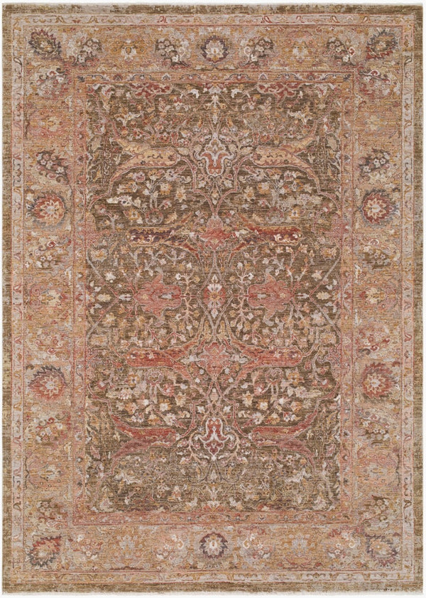 Surya Panorama Traditional Viscose Blend Area Rug with Fringe Trim for Living or Dining Rooms 6'7" x 9'6" Rectangle PNM2303-6796