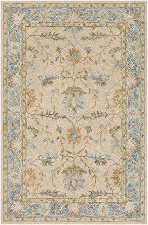 Livabliss Panipat Hand Tufted Wool Area Rug Traditional Pattern for Entryway or Accent Layering Pale Blue, Char 2' x 3' PNP2308-23