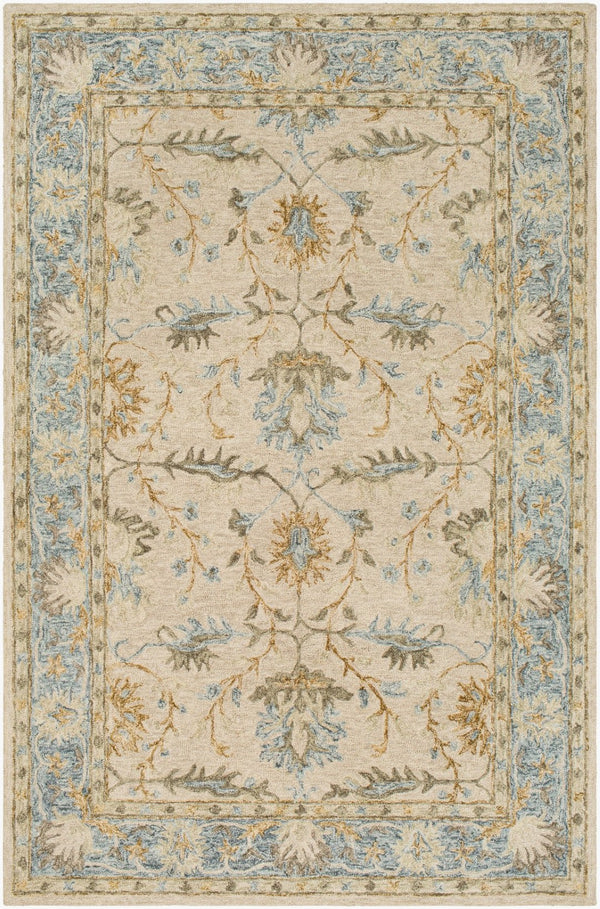 Livabliss Panipat Hand Tufted Wool Area Rug Traditional Pattern for Entryway or Accent Layering Pale Blue, Char 2' x 3' PNP2308-23