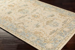 Livabliss Panipat Hand Tufted Wool Area Rug Traditional Pattern for Entryway or Accent Layering Pale Blue, Char 2' x 3' PNP2308-23