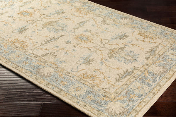 Livabliss Panipat Hand Tufted Wool Area Rug Traditional Pattern for Entryway or Accent Layering Pale Blue, Char 2' x 3' PNP2308-23