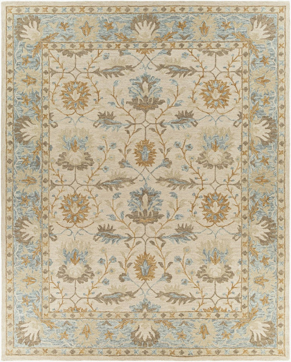 Livabliss Panipat Hand Tufted Wool Area Rug Traditional Pattern for Entryway or Accent Layering Pale Blue, Char 8' x 10' PNP2308-810