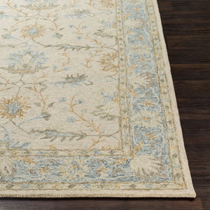 Livabliss Panipat Hand Tufted Wool Area Rug Traditional Pattern for Entryway or Accent Layering Pale Blue, Char 2' x 3' PNP2308-23