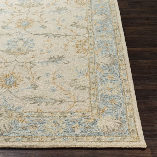 Livabliss Panipat Hand Tufted Wool Area Rug Traditional Pattern for Entryway or Accent Layering Pale Blue, Char 2' x 3' PNP2308-23