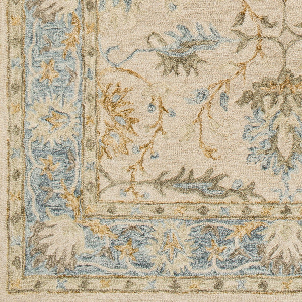 Livabliss Panipat Hand Tufted Wool Area Rug Traditional Pattern for Entryway or Accent Layering Pale Blue, Char 2' x 3' PNP2308-23