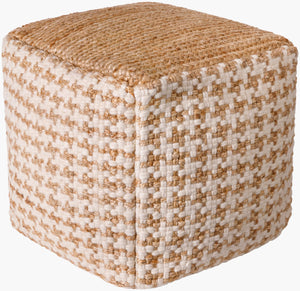 Surya Palna Cozy 18" Pouf - Handcrafted Jute & Wool Ottoman For Extra Seating, Easy Care, Stylish Decor Beige Jute,Wool,Cotton,Polybeads Pnpf001-181818