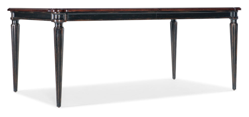 Hooker Furniture Charleston Maraschino Cherry Rectangle Dining Table W/ Black Cherry Base, Fluted Legs & 2 Leaves 6750-75200-00