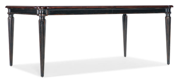 Hooker Furniture Charleston Maraschino Cherry Rectangle Dining Table W/ Black Cherry Base, Fluted Legs & 2 Leaves 6750-75200-00