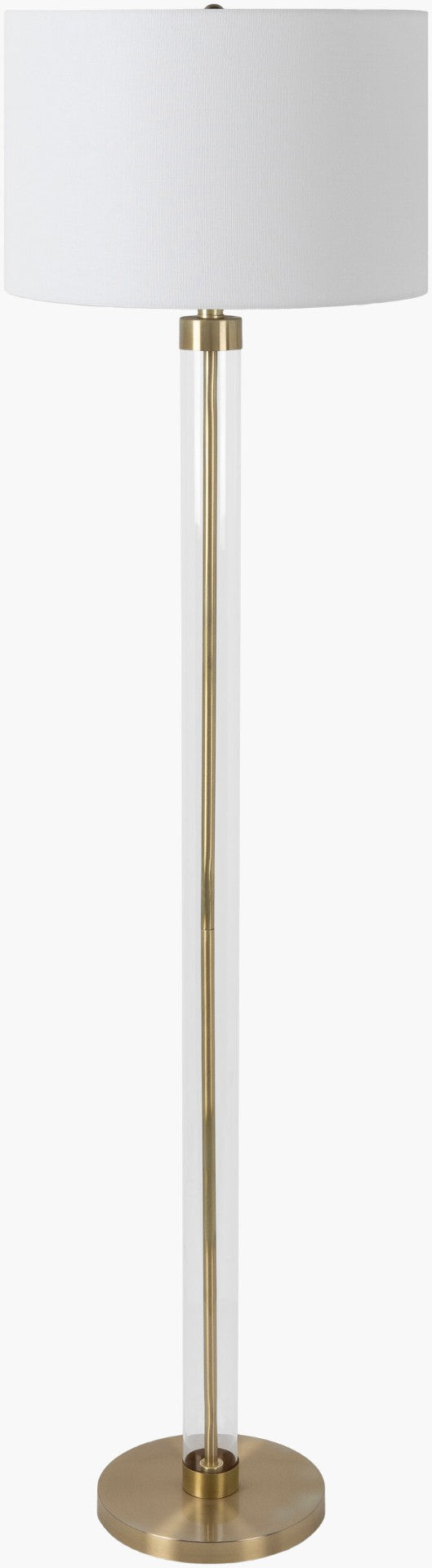 Livabliss Peninsula Glass Column Floor Lamp Cotton Shade Farmhouse Cottage Living Room Accent PNS-001