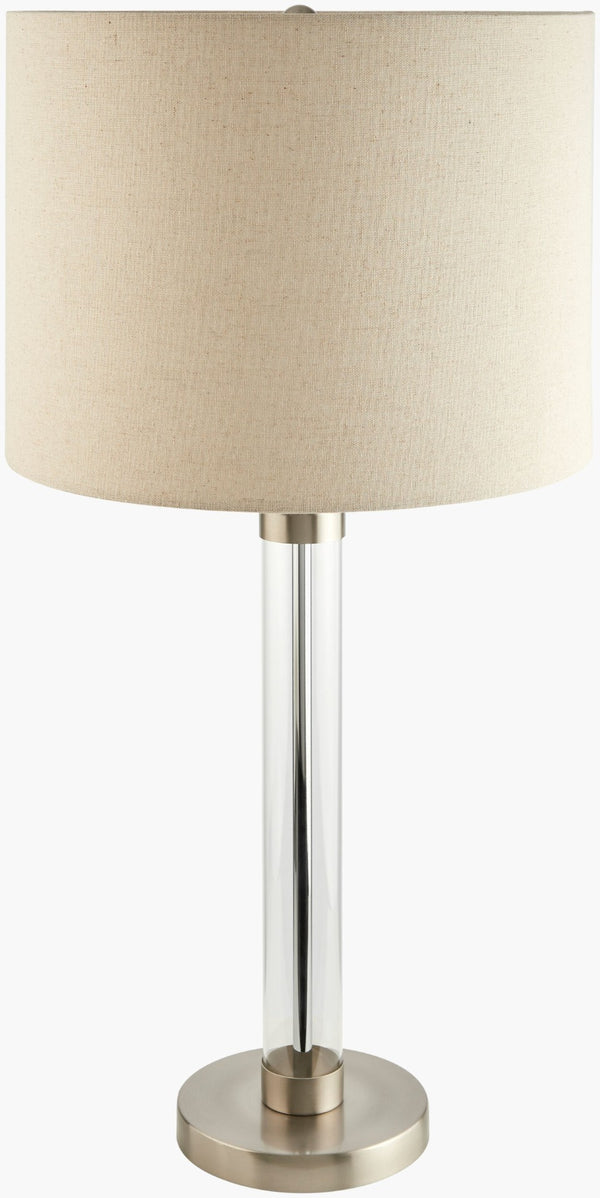 Livabliss Peninsula Country Cottage Accent Lamp with Glass Metal Base and Soft Cotton Shade PNS-002