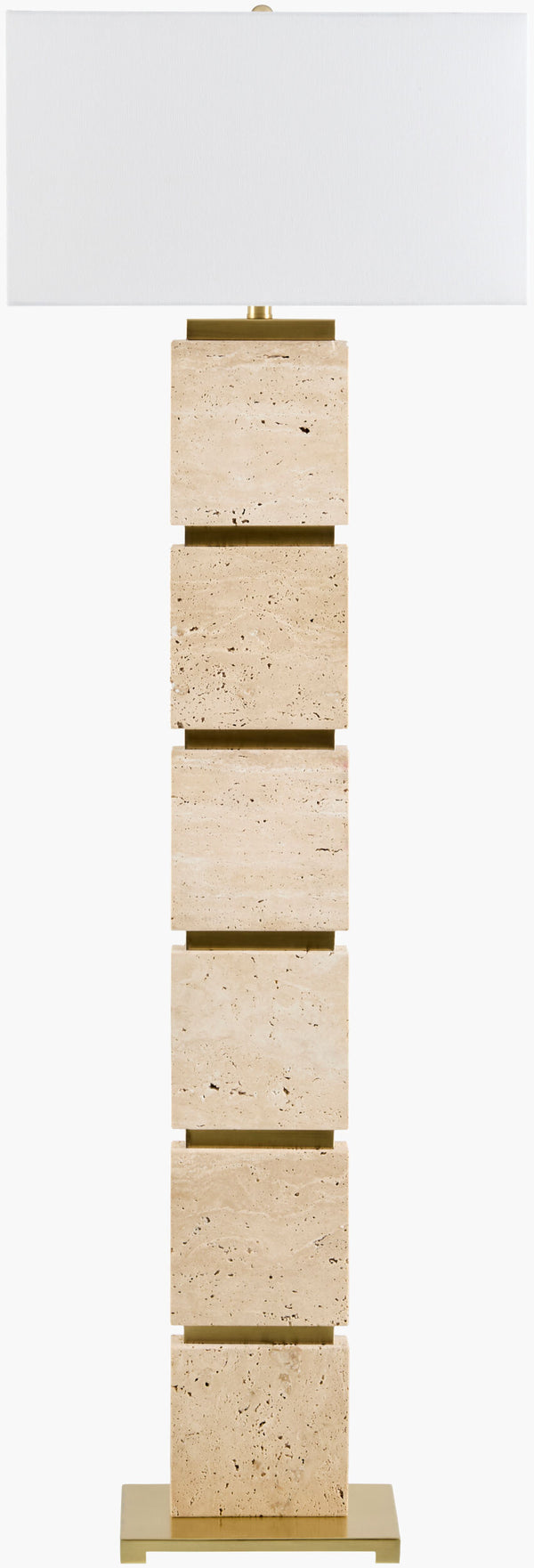 Surya Ponta 60" Accent Floor Lamp - Sophisticated Traditional Design With Warm Linen Shade For Ambiance Body, Yellow,Shade, White,Finial, Metallic ,Brass,Harp, Metallic ,Gold,Cord, Translucent Travertine,Linen,Linen,Linen,Plastic,Iron Pnt-001