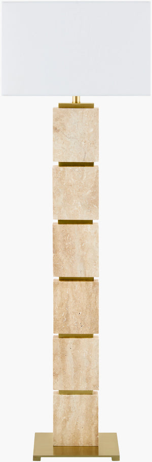 Surya Ponta 60" Accent Floor Lamp - Sophisticated Traditional Design With Warm Linen Shade For Ambiance Body, Brown,Base, Metallic ,Silver,Shade, White,Cord, Translucent Iron,Linen,Polyester Pnt-004