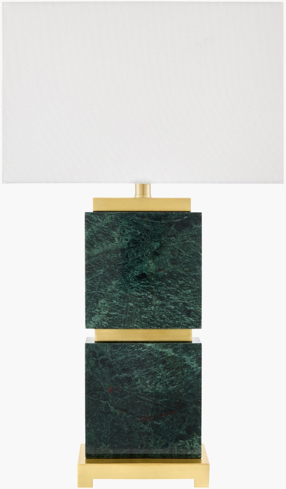 Surya Ponta Travertine Stone Table Lamp with Linen Shade for Living Room or Bedroom PNT-007