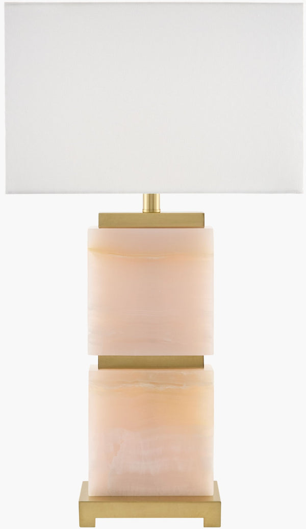 Surya Ponta Tall Linen Shade Table Lamp with Metal Base for Nightstand or Console PNT-008