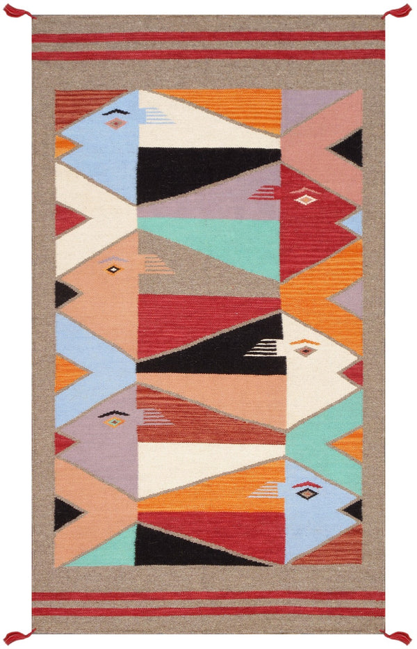 Pasargad Tuscany Collection Reversible Wool Area Rug - Modern Geometric Design For Any Space   Pnt-322 4x6