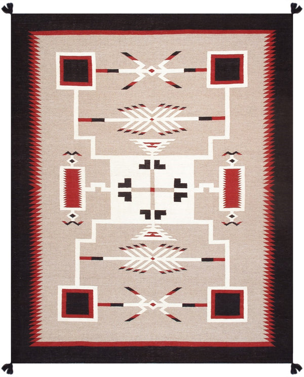 Pasargad Tuscany Collection Reversible Wool Area Rug - Modern Geometric Design For Any Space   Pnt-339 8x10